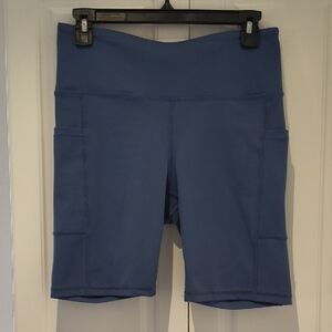 Women’s Blue High-Waist Athletic Bike Shorts